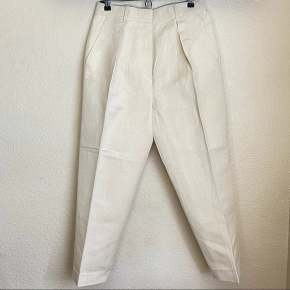 Rachael Wang High waist pleated pants Hemp size 6 sustainable organic cotton NWT - Picture 1 of 12